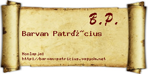 Barvan Patrícius névjegykártya